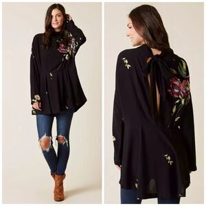 FREE PEOPLE "Gemma" Floral Tunic Boho Coquette Feminine Romantic Size XS